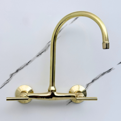 Wall-Mounted Unlacquered Brass Faucet