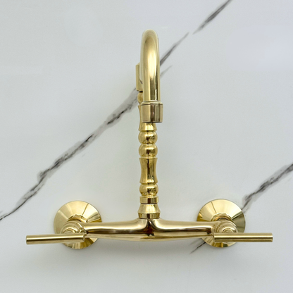 Wall-Mounted Unlacquered Brass Faucet