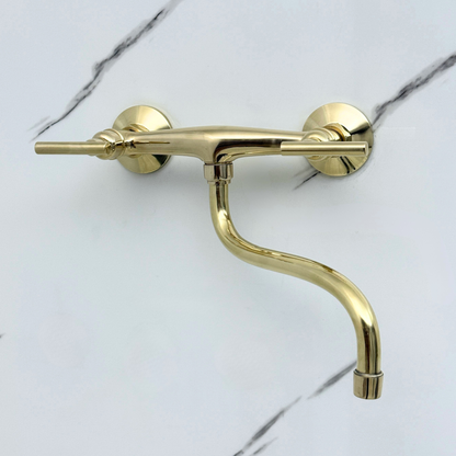 Wall-Mounted Unlacquered Brass Faucet