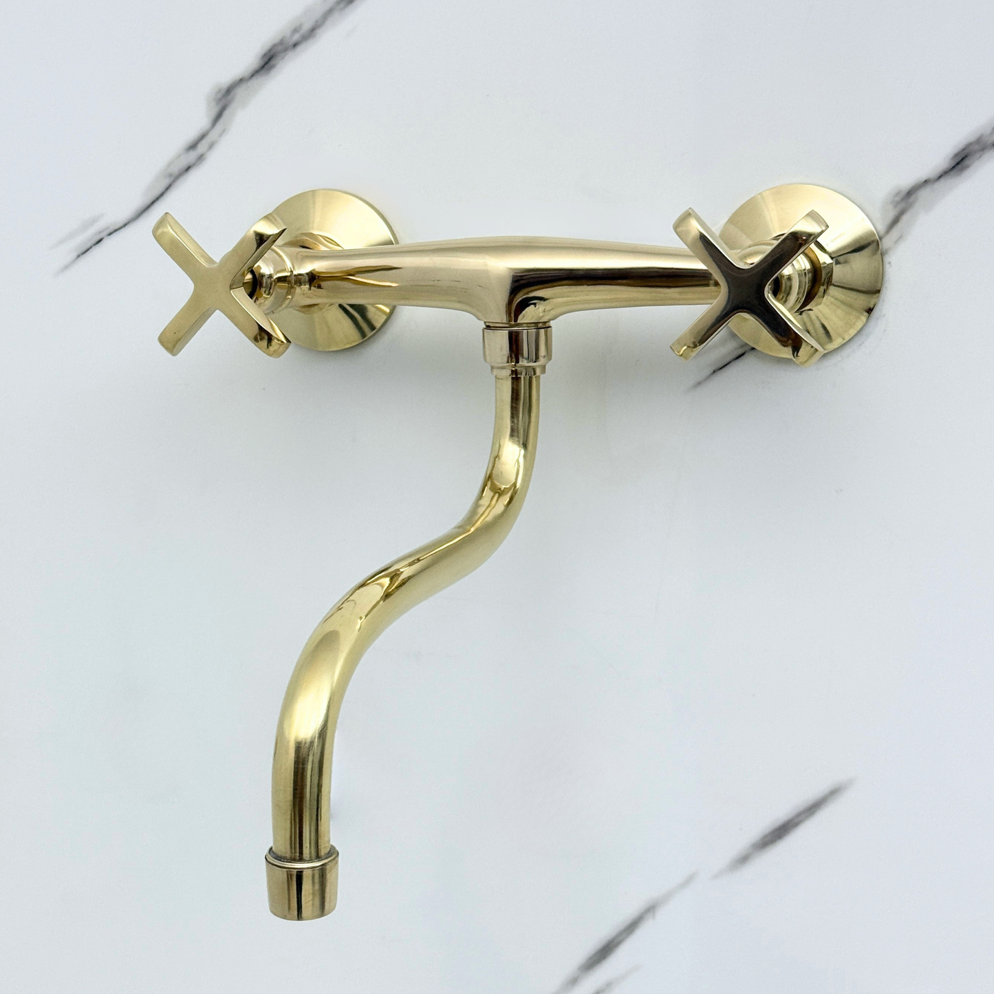 Wall-Mounted Unlacquered Brass Faucet