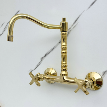 Wall-Mounted Unlacquered Brass Faucet