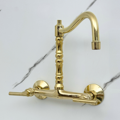 Wall-Mounted Unlacquered Brass Faucet