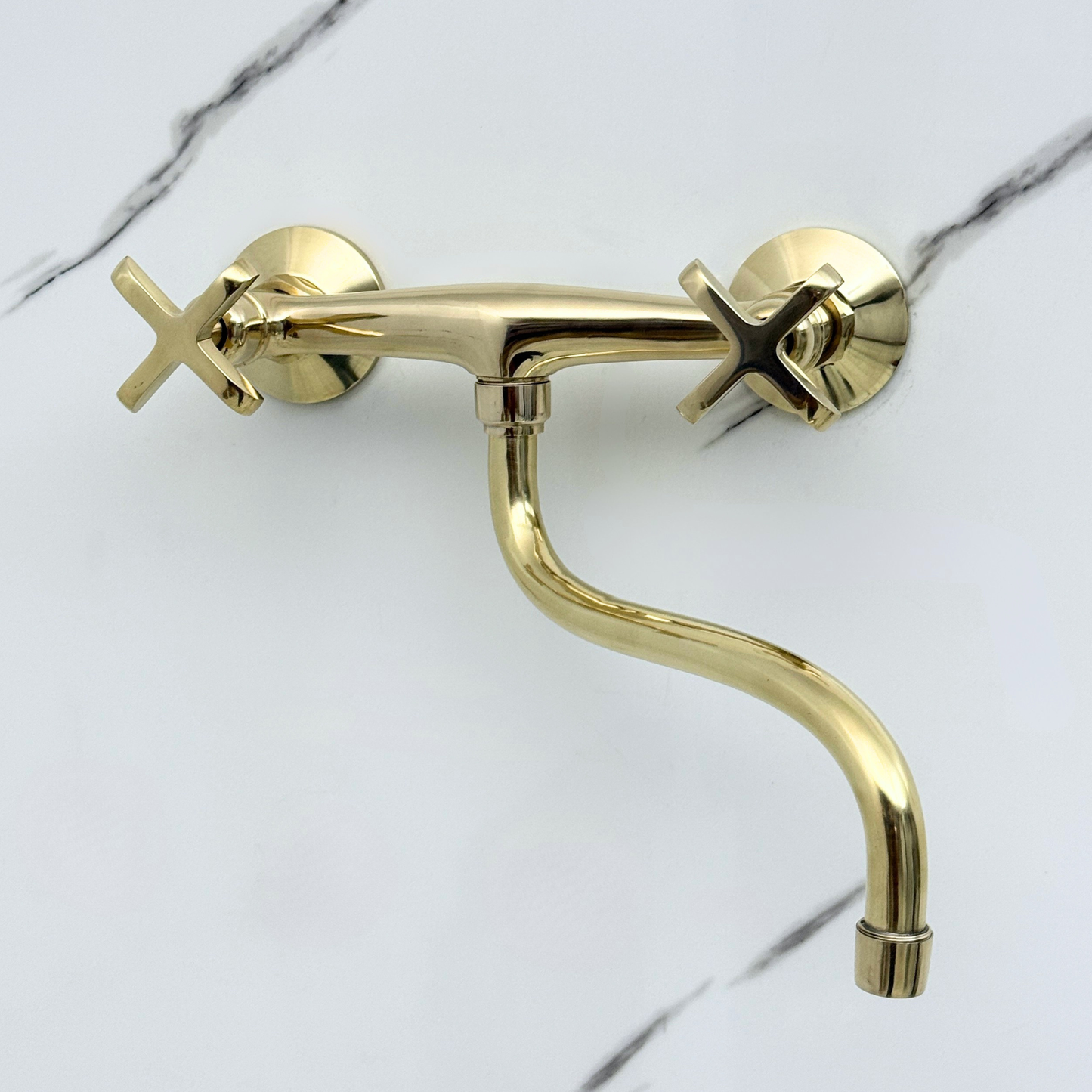 Wall-Mounted Unlacquered Brass Faucet