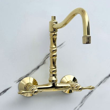 Wall-Mounted Unlacquered Brass Faucet