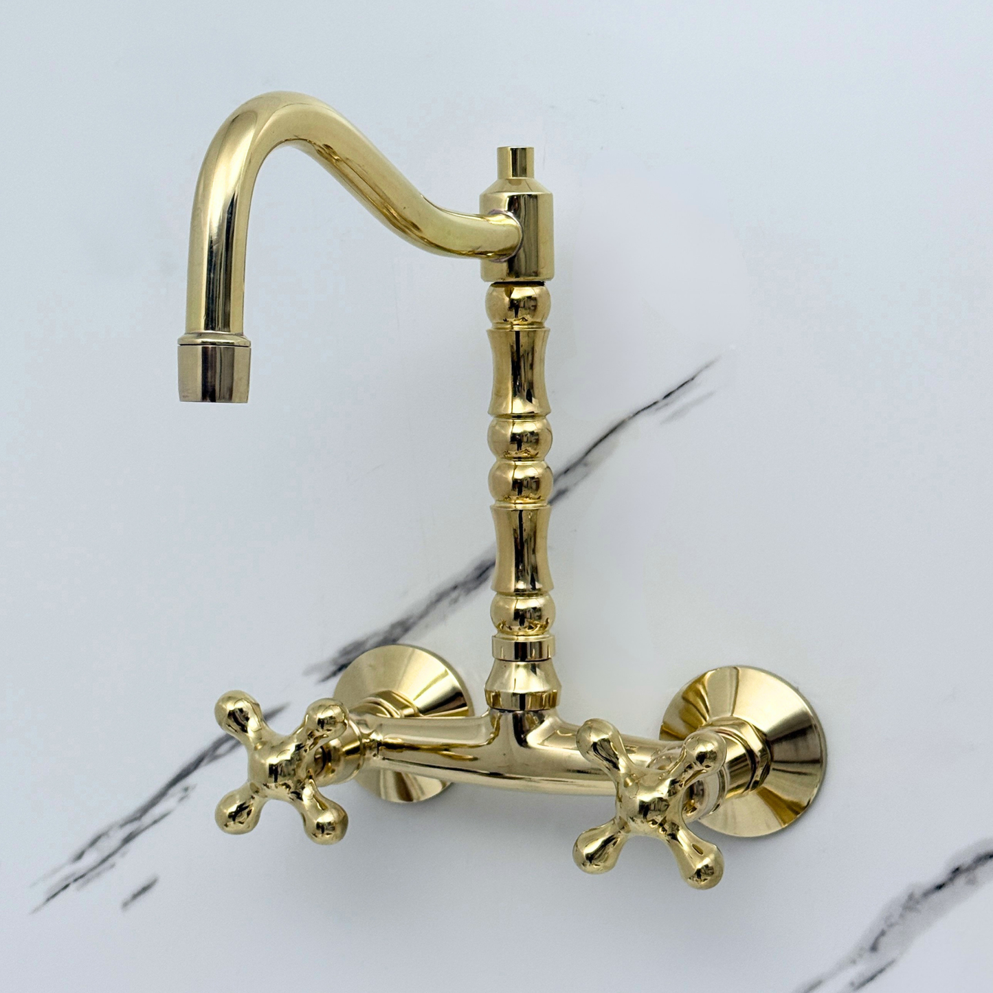 Wall-Mounted Unlacquered Brass Faucet