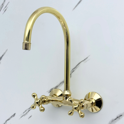 Wall-Mounted Unlacquered Brass Faucet