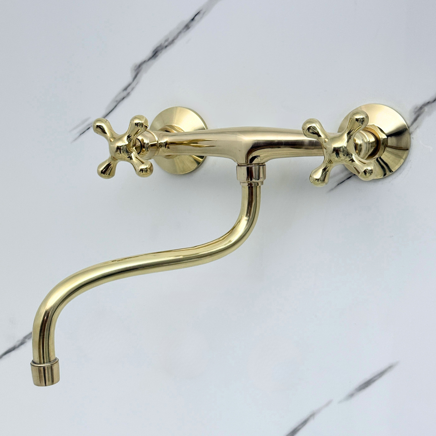 Wall-Mounted Unlacquered Brass Faucet