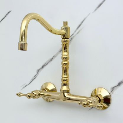 Wall-Mounted Unlacquered Brass Faucet