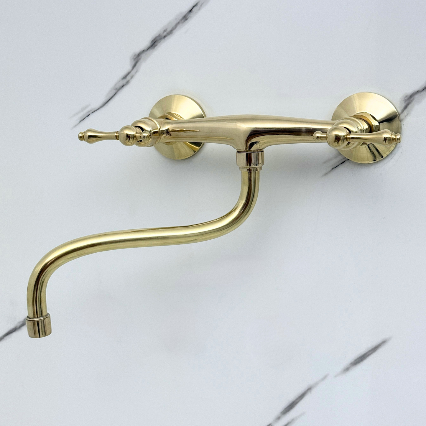 Wall-Mounted Unlacquered Brass Faucet
