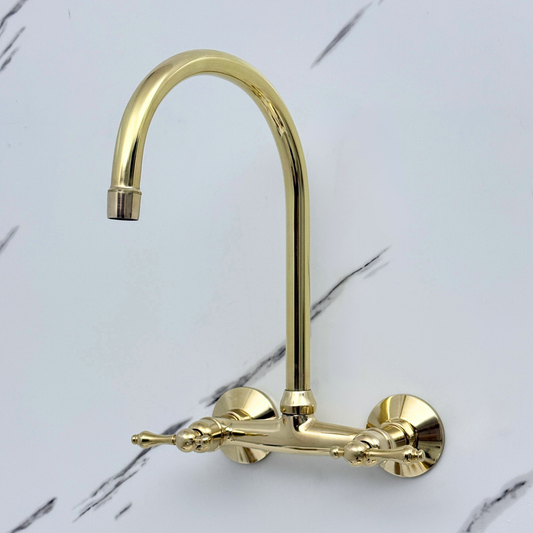 Wall-Mounted Unlacquered Brass Faucet