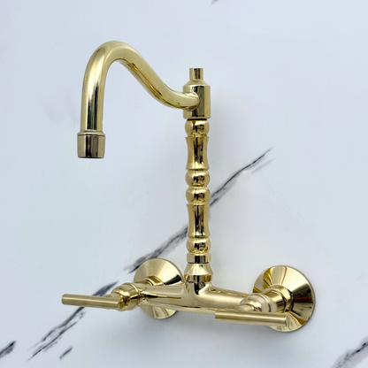 Wall-Mounted Unlacquered Brass Faucet