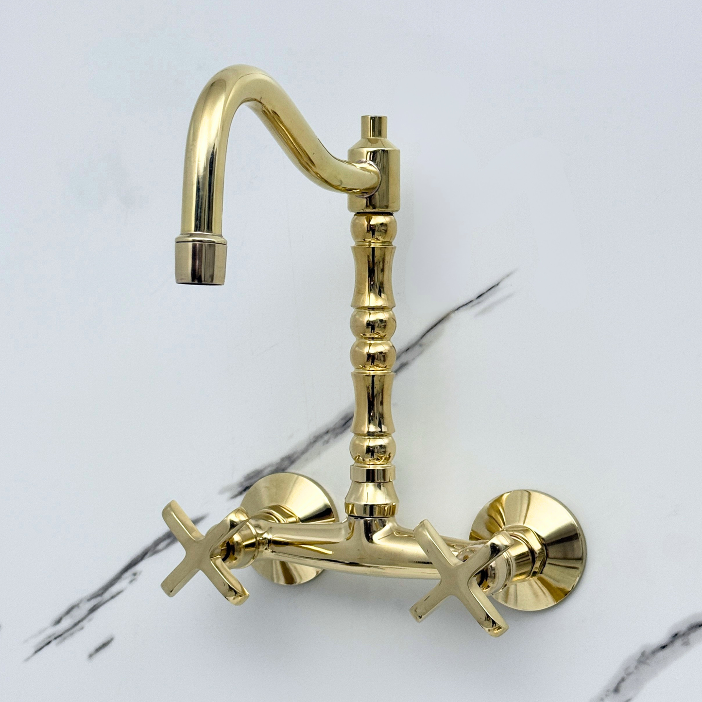 Wall-Mounted Unlacquered Brass Faucet