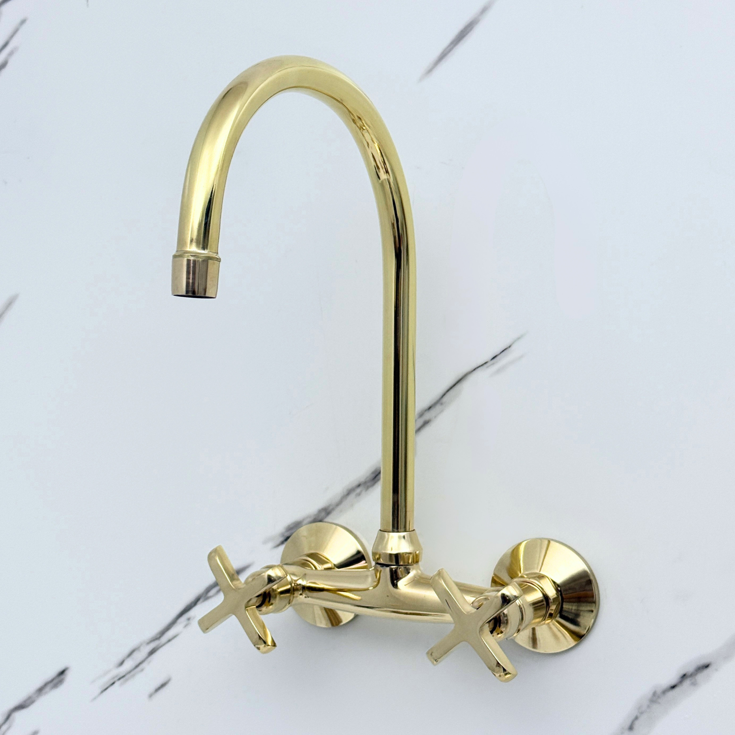 Wall-Mounted Unlacquered Brass Faucet