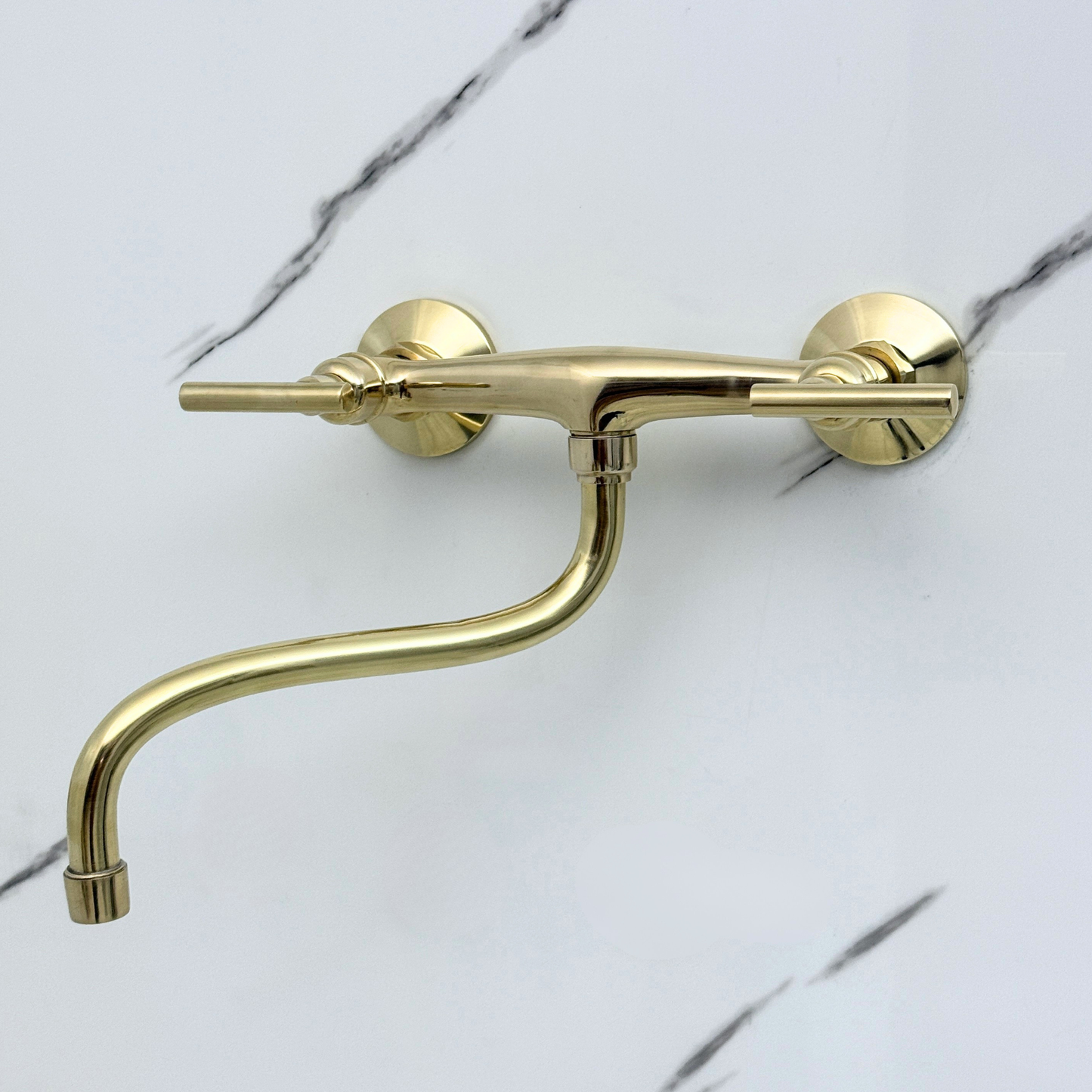 Wall-Mounted Unlacquered Brass Faucet