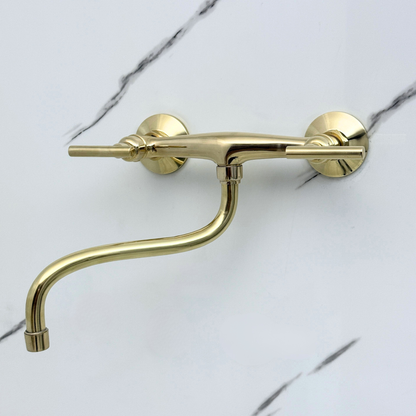 Wall-Mounted Unlacquered Brass Faucet