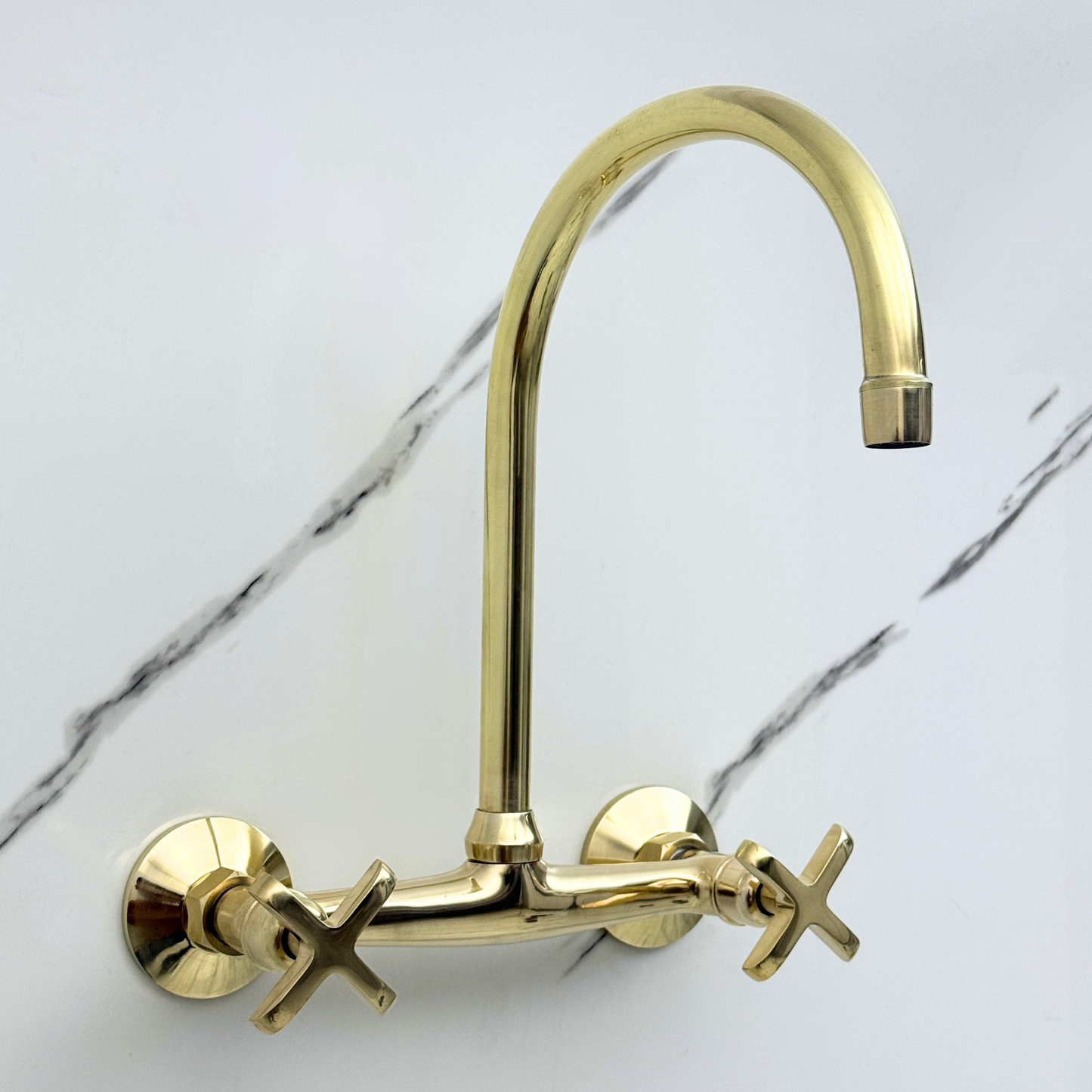 Wall-Mounted Unlacquered Brass Faucet