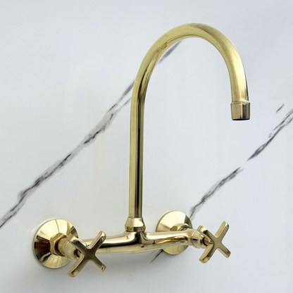 Wall-Mounted Unlacquered Brass Faucet