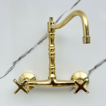Wall-Mounted Unlacquered Brass Faucet