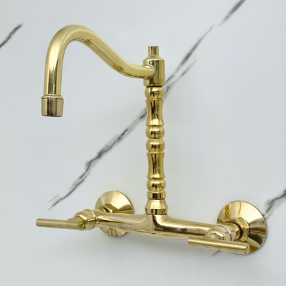 Wall-Mounted Unlacquered Brass Faucet