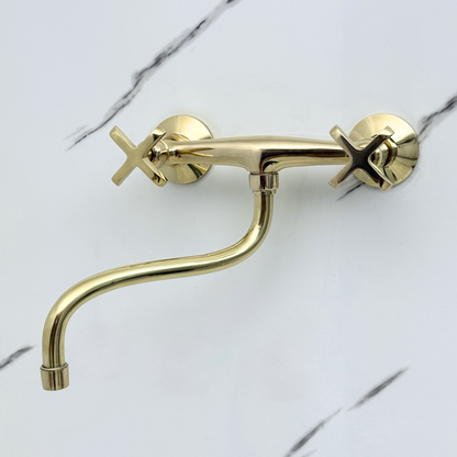 Wall-Mounted Unlacquered Brass Faucet