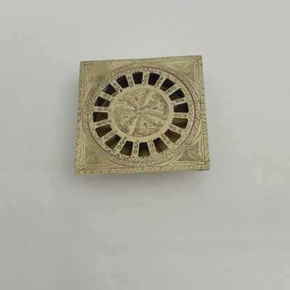 Unlacquered Brass Engraved Shower Drain with Removable Cover, Solid Brass Square Shower Drain